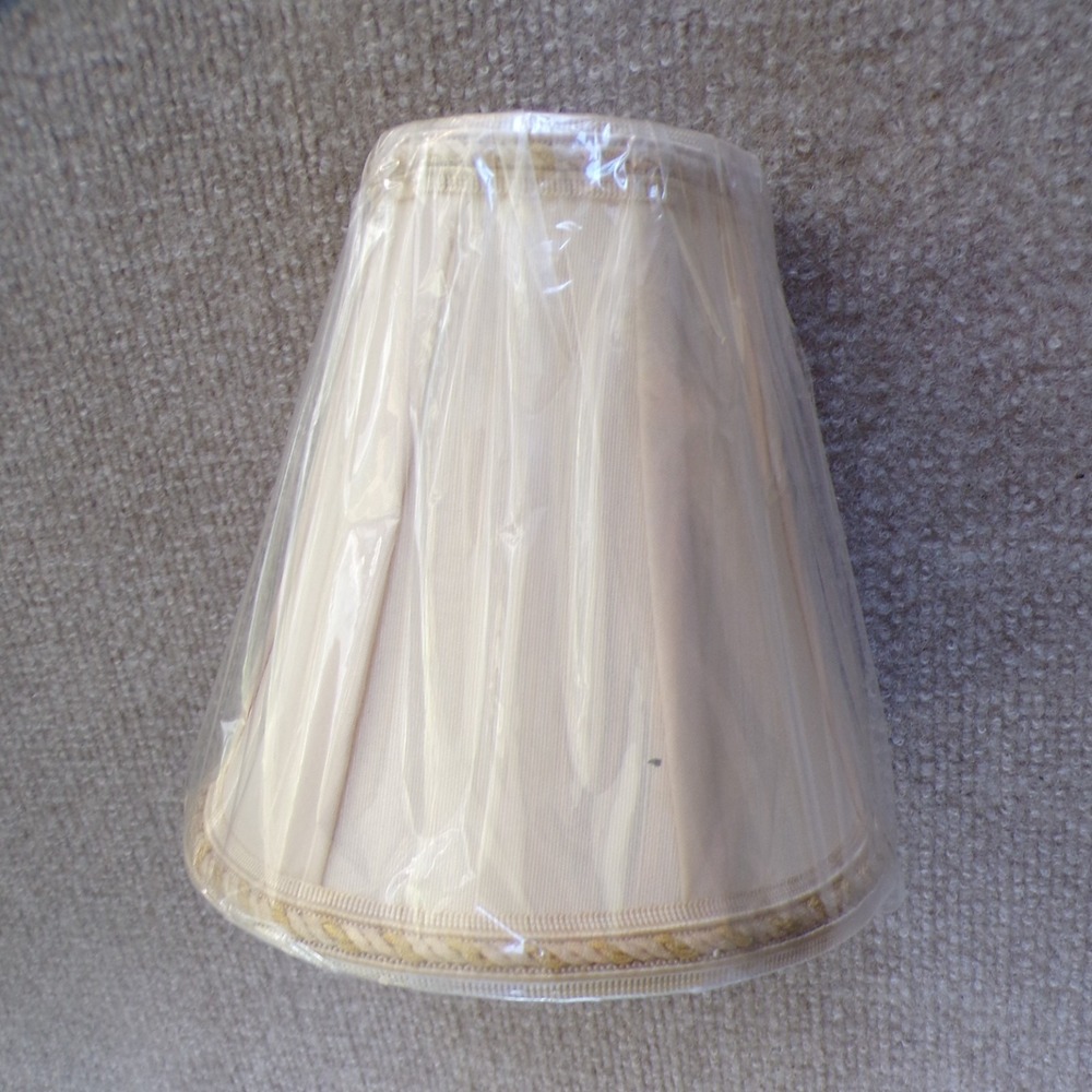 (4) KICHLER 6" Empire Chandelier Lamp Shades / Braided Trim / Beige | Brand New